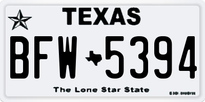 TX license plate BFW5394