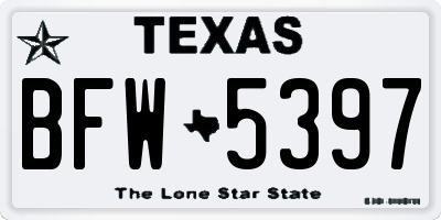 TX license plate BFW5397