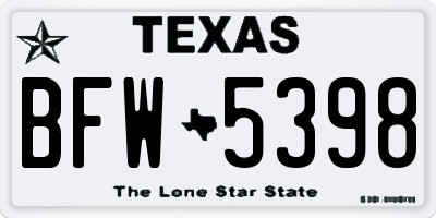 TX license plate BFW5398