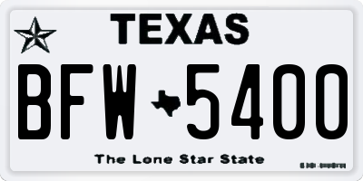 TX license plate BFW5400