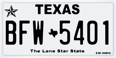 TX license plate BFW5401
