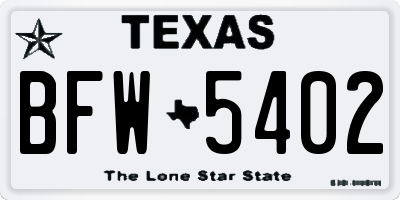 TX license plate BFW5402