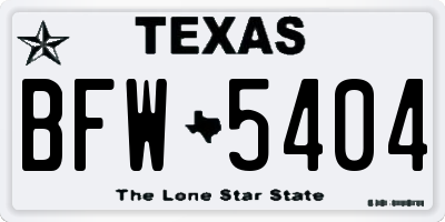 TX license plate BFW5404