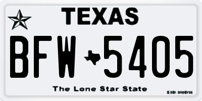 TX license plate BFW5405