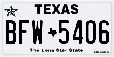 TX license plate BFW5406