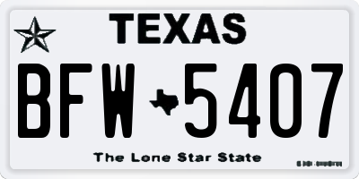 TX license plate BFW5407