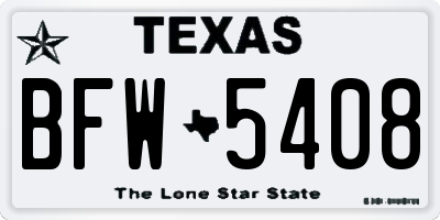 TX license plate BFW5408
