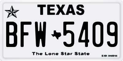 TX license plate BFW5409