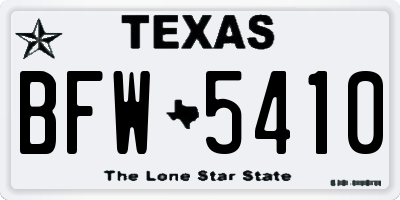 TX license plate BFW5410