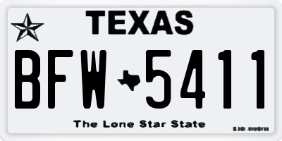 TX license plate BFW5411