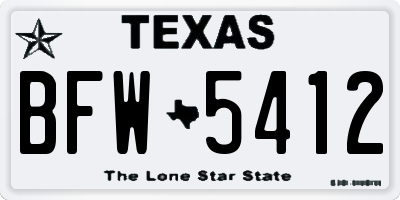 TX license plate BFW5412