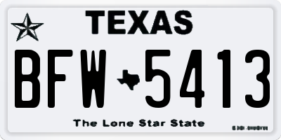 TX license plate BFW5413