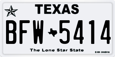 TX license plate BFW5414