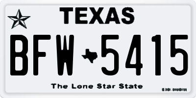 TX license plate BFW5415
