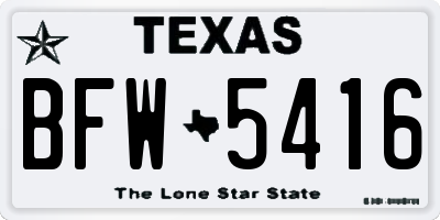 TX license plate BFW5416