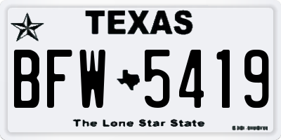 TX license plate BFW5419