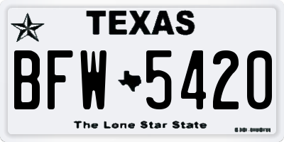 TX license plate BFW5420