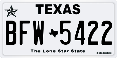 TX license plate BFW5422