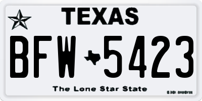 TX license plate BFW5423