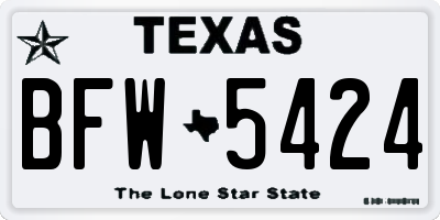 TX license plate BFW5424