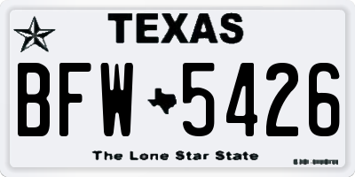 TX license plate BFW5426