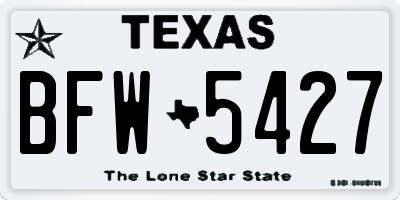 TX license plate BFW5427