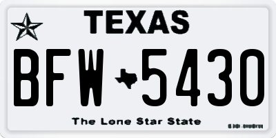 TX license plate BFW5430