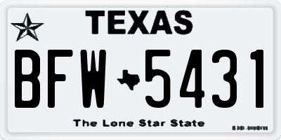 TX license plate BFW5431