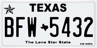 TX license plate BFW5432