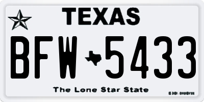 TX license plate BFW5433