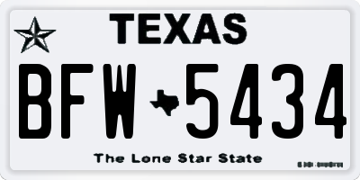 TX license plate BFW5434