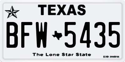 TX license plate BFW5435