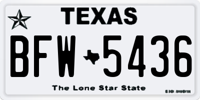 TX license plate BFW5436