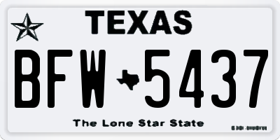 TX license plate BFW5437