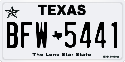 TX license plate BFW5441