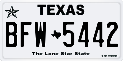 TX license plate BFW5442