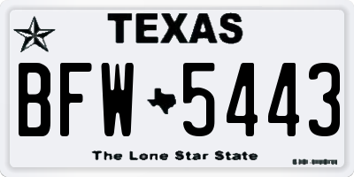 TX license plate BFW5443