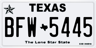 TX license plate BFW5445