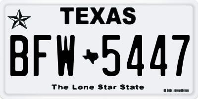TX license plate BFW5447