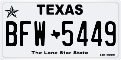 TX license plate BFW5449