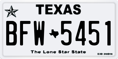 TX license plate BFW5451
