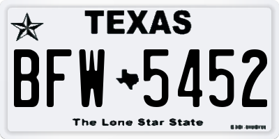 TX license plate BFW5452
