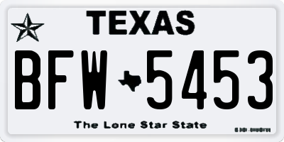 TX license plate BFW5453