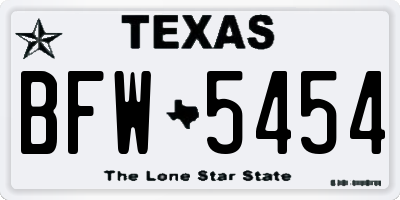 TX license plate BFW5454