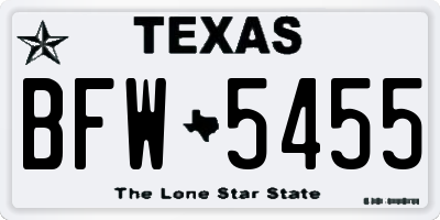 TX license plate BFW5455