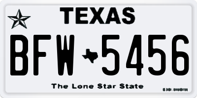 TX license plate BFW5456