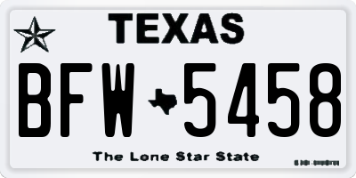 TX license plate BFW5458