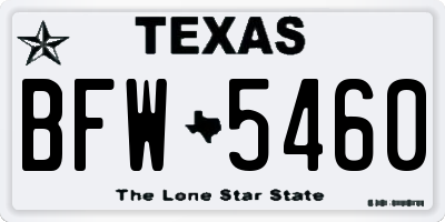 TX license plate BFW5460