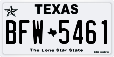TX license plate BFW5461
