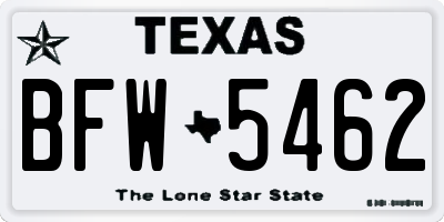 TX license plate BFW5462